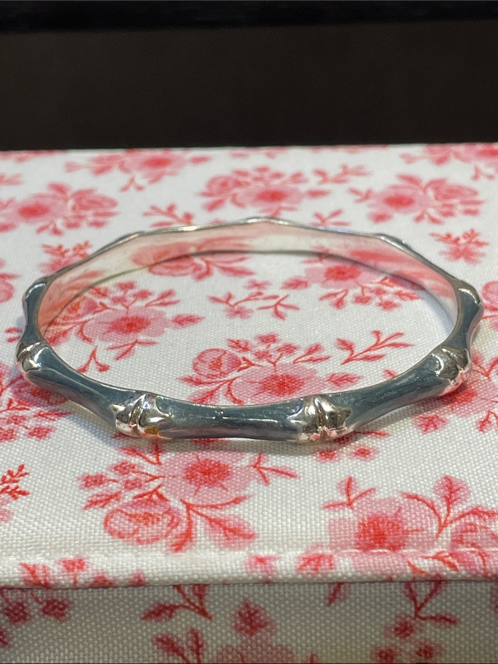 Grayish & Silver Bamboo-Style Bangle Bracelet